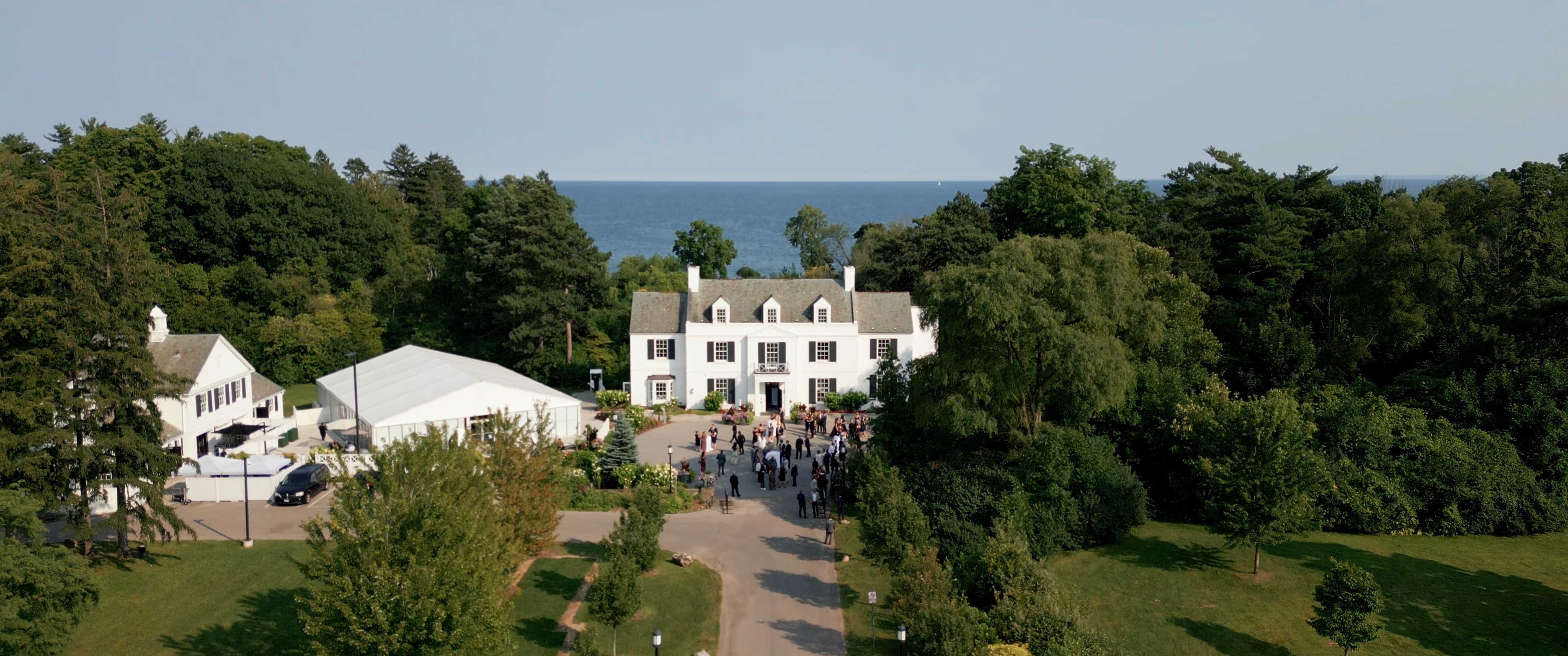 Aerial view of a luxury wedding estate
